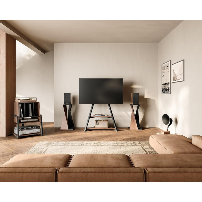 FITUEYES Полиця для програвача вінілу Eiffel Braun - компактна Hi-Fi тумба для платівок