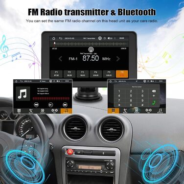 Автомобільна навігація CAMECHO 2025 з 7'' HD дисплеєм, бездротовим CarPlay та Android Auto, Bluetooth, FM-трансмітером, AirPlay, AUX, кріпленням на панель, камерою заднього виду, 64ГБ TF-карта