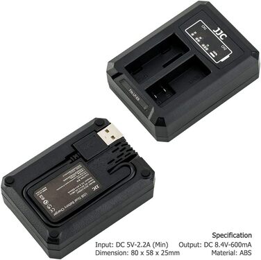 Зарядний пристрій JJC для Canon EOS 700D, 650D, 600D, 550D (Rebel T5i, T4i, T3i, T2i) - Dual USB, LP-E8
