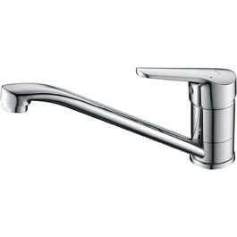 Змішувач для кухні Ibergrif M14450 з поворотним виливом 360°, керамічною картриджі та шлангами 40 см, хром/нержавіюча сталь