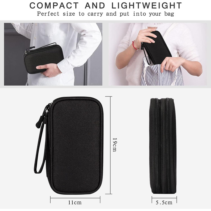 Органайзер для кабелів Skycase: кейс для аксесуарів, USB, Powerbank, SD-картки, чорний (19x11x5.5 см)