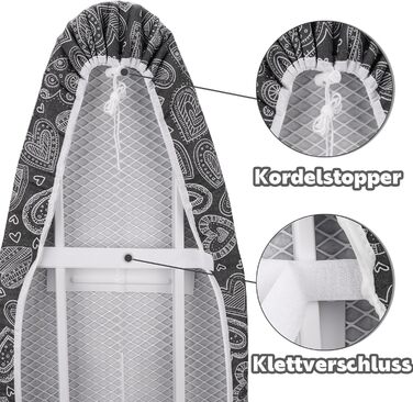 Чохол для прасувального столу Premium від Schwarzes Herz, чорний, 38-45x130-140 см (XXL)