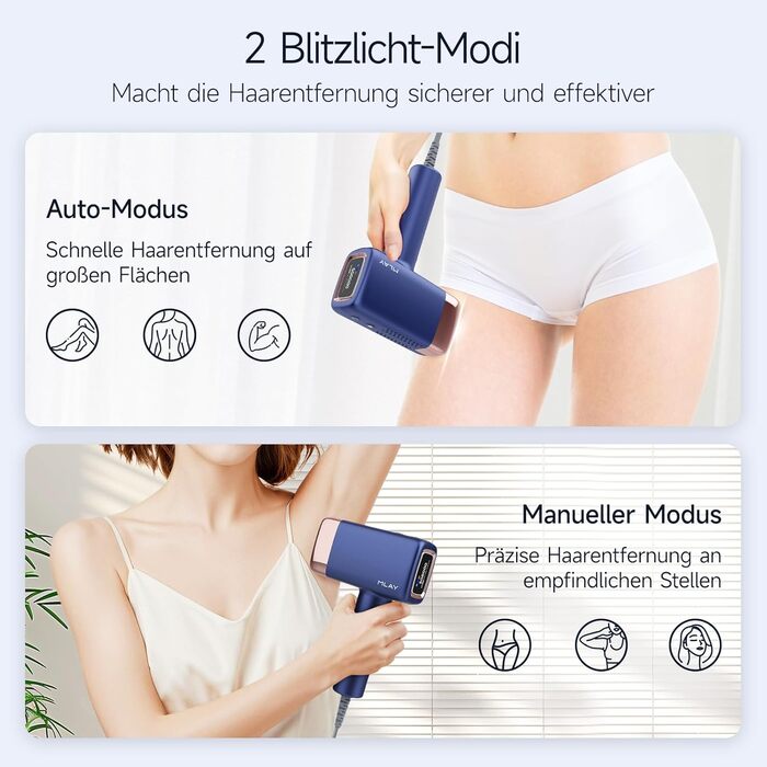 Пристрій для епіляції IPL MLAY: Швидка та безболісна епіляція лазером для обличчя, тіла та зони бікіні (для чоловіків та жінок)