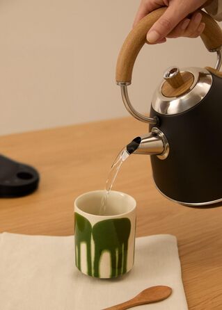 Електричний чайник RETRO PRO з регулюванням температури, 1 л, автоматичне відключення, швидке кип'ятіння, чорний