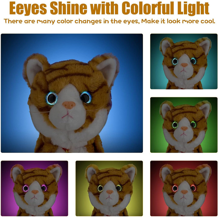 Interactive Electronic Stuffed Animal – Upgraded with LED Light Eyes, Animated Sound Control, Electronic Pet, Robot, Cat, Kitten, Toy, Gifts for Boys and Girls