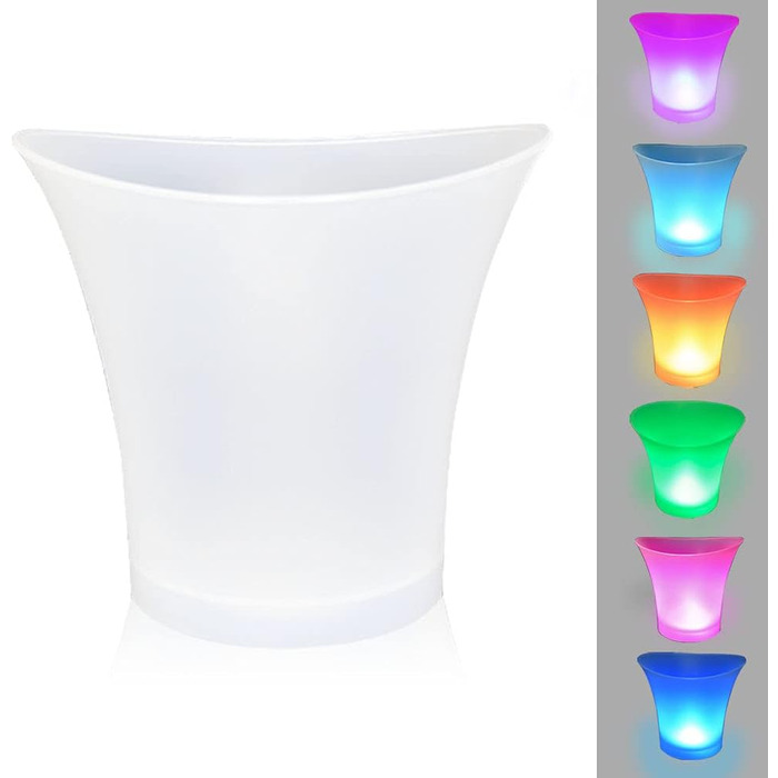 LED Ice Bucket, Standard 5L Large Capacity Bottle Cooler with Multi-Color Changing for Party/Home/Bar, Waterproof Champagne Cooler Drink Container Champagne Wine Beer Ice Bucket (Does Not Include Batteries)