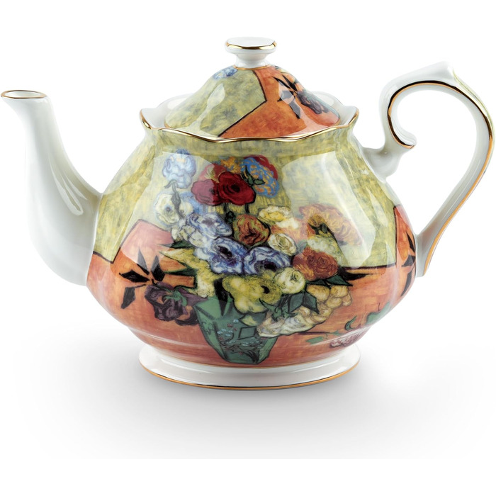 Порцелянова чайник 1 л Vintage Floral з кісткового фарфору, біла троянда, чайник-кавник Sternenhimmel для чайної вечірки, подарунок, квіткові вази