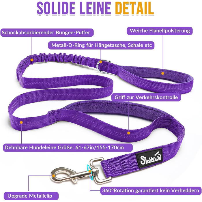 Нашийник для собак Eyein для великих та середніх собак, м'який, з 2 застібками, світловідбиваючий, легкий, анти-тяга, для прогулянок та тренувань (S, фіолетовий)