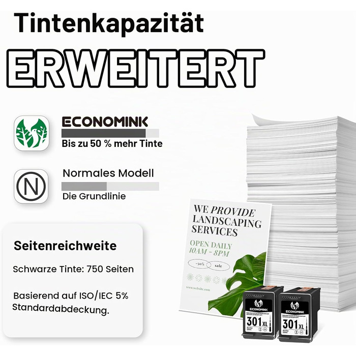 Картриджі Economink 301XL чорні сумісні для принтерів HP DeskJet 3050, 1050, 2544, Envy 4500, 4504, OfficeJet 2620, 4630, 4632, 4634 (комплект 2 шт.)