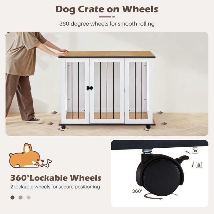 Тамбур для собак TUKAILAi, стильний будиночок для собак в інтер'єрі, клітка для собак, переноска для собак, білий та коричневий