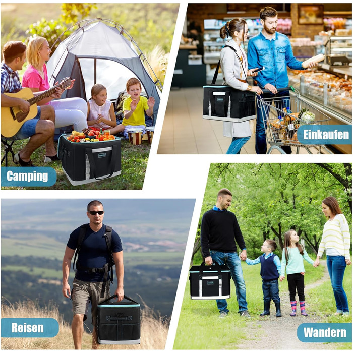 Сумка-холодильник INSMEER 48L: велика, для 65 банок, XXL, водонепроникна, для пікніків, кемпінгу, пляжу