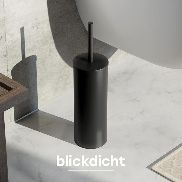 Торцева щітка для унітазу з нержавіючої сталі та силікону з дискретним тримачем - щітка для туалету з захистом від бризок, антибактеріальний тримач (чорний)
