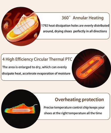 Scienbeauty Electric Shoe Dryer with Intelligent Timer, Shoe Warmer, Effectively Eliminates Odors and Antibacterial, Shoe Dryer for Shoes, Ski Boots, Gloves (EU Plug)