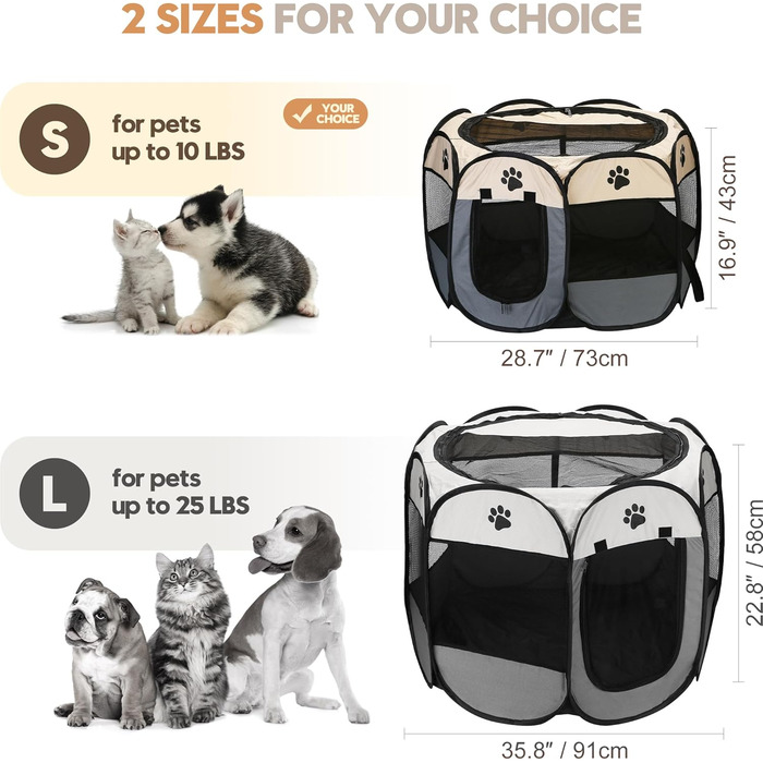 Трансформер-переноска для тварин, портативна, м'яка, Pop-Up, для собак, котів та кошенят, сітка, дихаючий матеріал, для дому та вулиці, темно-коричнева (Маленька, Сіра)