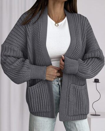 Кардиган жіночий BTFB Oversized в'язаний, відкритий, колір темно-сірий, розмір XXL - осінь/зима 2025