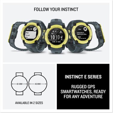 Розумний годинник Garmin Instinct E 40 мм – GPS, Multisport, 60+ спортивні додатки, до 14 днів роботи від акумулятора, Electric Lime/Twilight