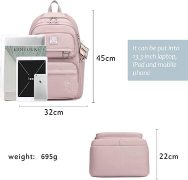 Шкільний рюкзак JANSBEN: водонепроникний, для підлітків, з відділенням для ноутбука, 30L, нейлон, фіолетовий