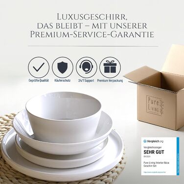 Набір посуду з порцеляни Pure Living 24 шт. для 6 осіб (білий)