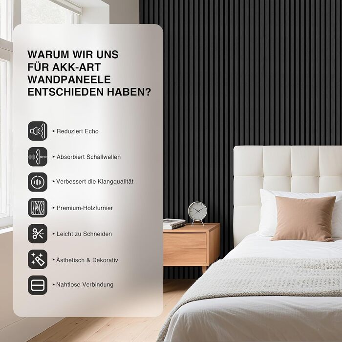 Акустичні панелі дерев'яні 120x60 см (набір 4 шт, 2.88 м²) 3D для стін з дерев'яним шпоном та повсті, для студії, вітальні та офісу - чорні