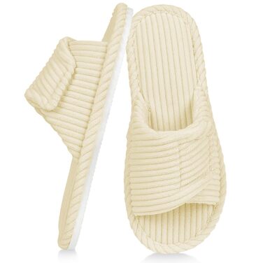 Жіночі домашні тапочки з піною-пам'яттю, теплі зимові тапочки з корду, м'які, легкі, з антиковзким покриттям, сучасні, зручні для дому та вулиці, кремово-білі, 40/41 EU