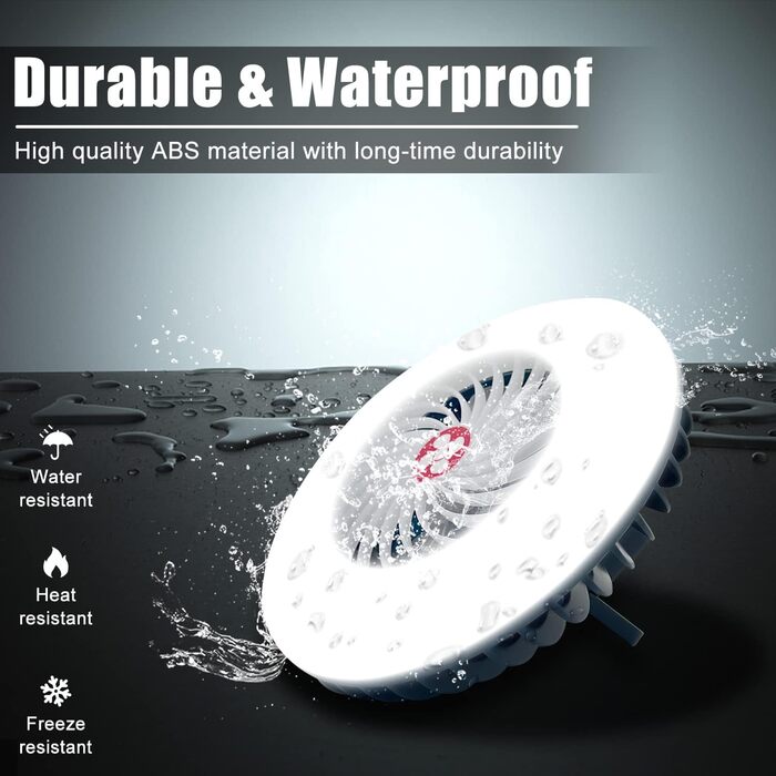 XTAUTO Portable Camping Fan with LED Lantern, Rechargeable, Waterproof, with Hanging Hook, for Indoor and Outdoor, Hiking, Car, Office, Desk, Power Outage, 2 Pack