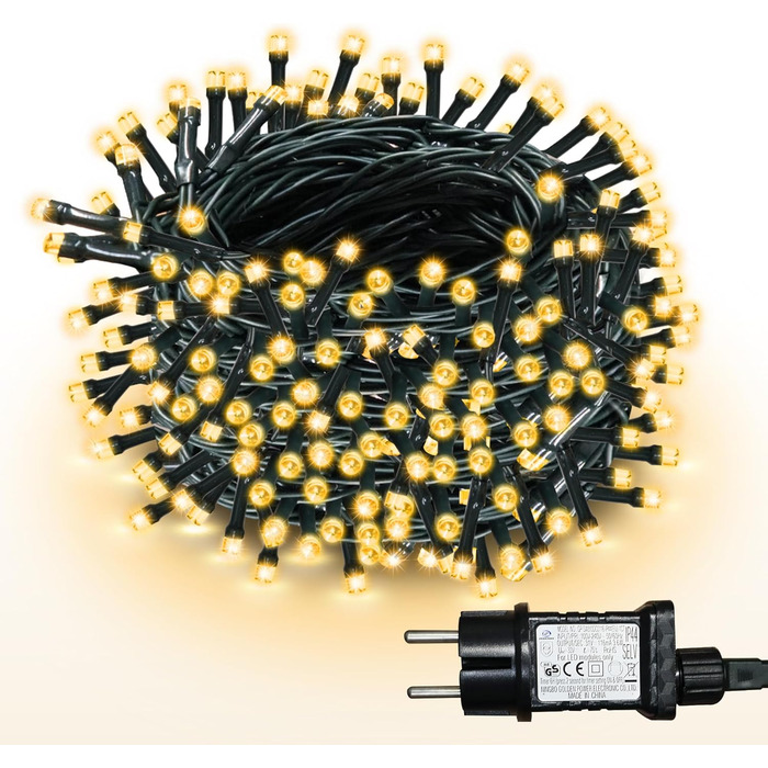 Льодогенератор WISD 23м, 200 LED, теплий білий, 12 режимів, таймер, для прикраси ялинки, балкона, кімнати, саду