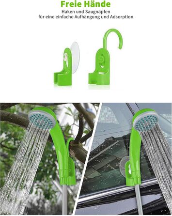 LIBERRWAY Camping Shower with Pump, Camping Shower Set with Rechargeable Battery, 2m Shower Hose Outdoor Shower for Garden Beach Camping Travel Car Washing, Mobile Shower Black