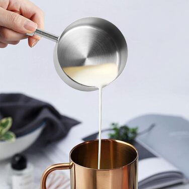 Набір мірних ложок та чашок мідного кольору, 4 шт. для кухні: 60мл, 80мл, 125мл, 250мл. Нержавіюча сталь, дерев'яна ручка