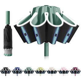 Міцний перевернутий парасолька з 40 спицями, автоматичний парасолька-кніпс, діаметр 105 см - для жінок та чоловіків (оливковий зелений)