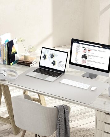 Підкладка для столу YSAGi, килимок для миші з шкіри та антиковзким замшевим покриттям, багатофункціональна підкладка для офісу, ноутбука, захист столу для офісу/домашнього офісу (80x40 см) (Шампань, 90*43 см)