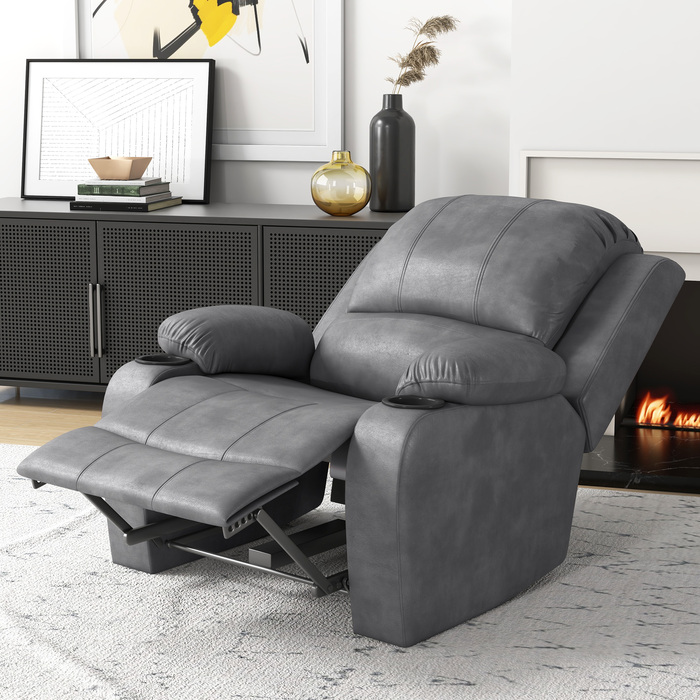 HOMCOM Electric Recliner Chair with Rocking and Reclining Function, TV Recliner with Reclining Function, Cup Holder, Grey