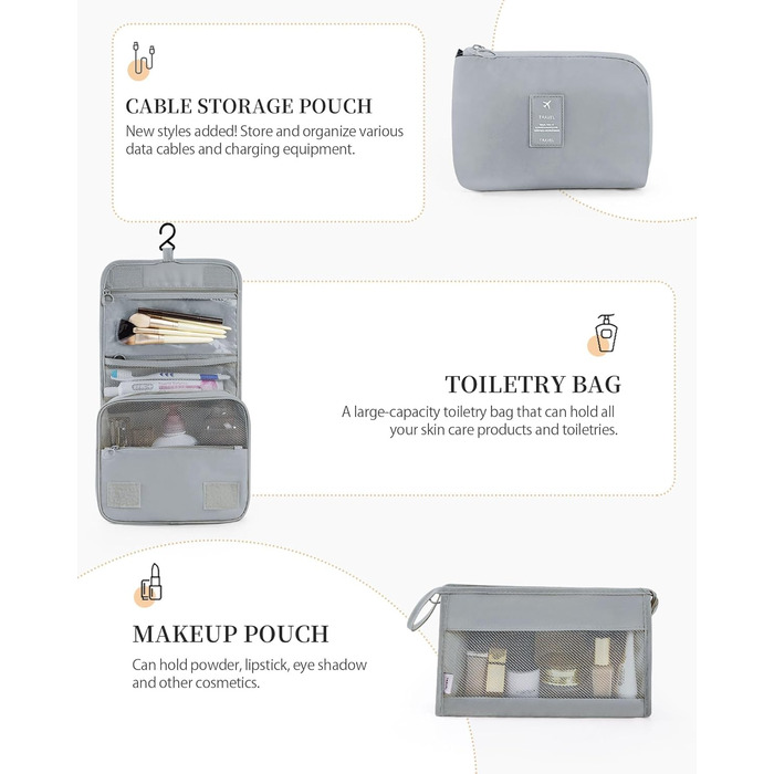 Органайзери для валізи, дорожні аксесуари, водонепроникні мішки для пакування, 10 шт. (Бежевий, сірий)