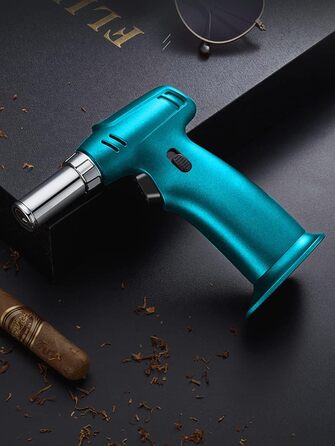 Кулінарний пальник-газовий обпалювач ibforcty, багаторазовий кухонний torch з регулюванням полум'я та замком безпеки для десертів, крем-брюле та BBQ, чорний