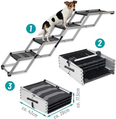 Сходинка для собак VOSS.PET, 4 ступені, для багажника авто, з алюмінію, з захисним килимком