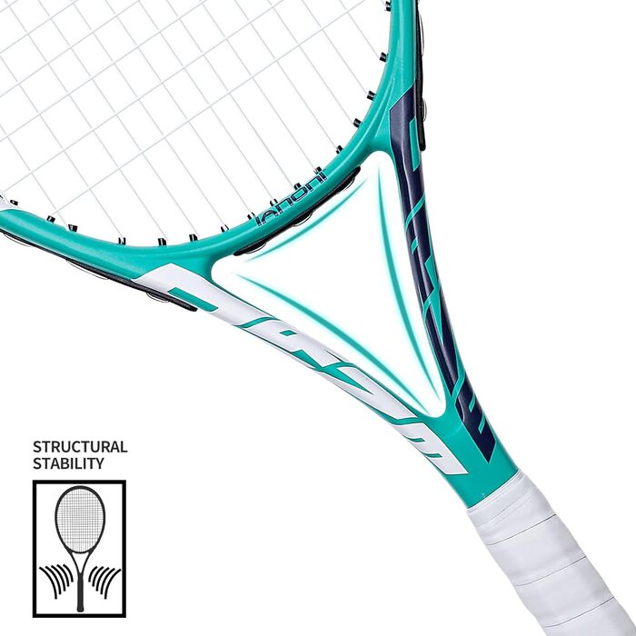Adult Prestrung Tennis Set - Lightweight, 68.6cm - 2 Rackets, 3 Balls, 2 Grips, Vibration Dampeners - Grey & Green