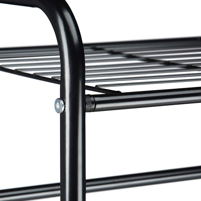 Relaxdays Clothes Rack with Shelf SANDRA, Metal, Coat Rack, with Clothes Rail, Shoe Storage also for Boots, HBT: 166 x 60.5 x 38 cm, honey-brown, (Black)