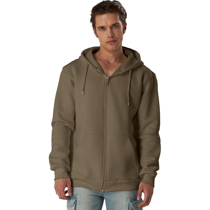 Світшот з капюшоном Smith & Soo для чоловіків – спортивна куртка, толстовка з блискавкою, бавовняна суміш (M, Stone-zip)