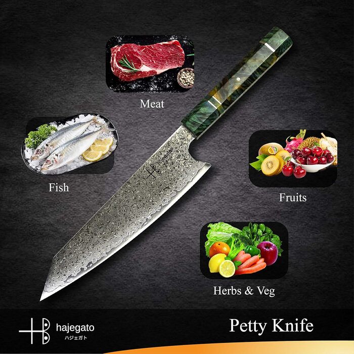 Японський ніж Hajegato з дамаської сталі (8 дюймів) - професійний кухонний ніж Kiritsuke, VG10, 67 шарів, висока якість