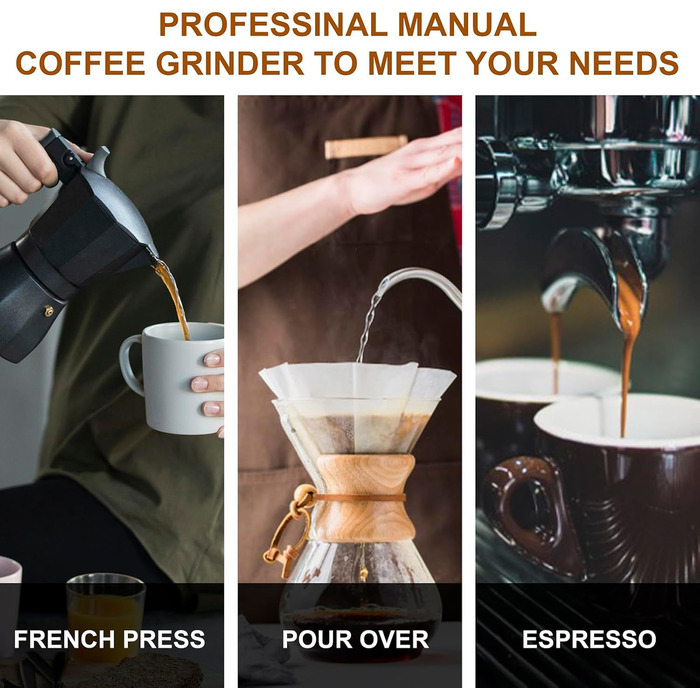NewlukPro M6 Coffee Grinder Manual, Capacity 25g, Hand Coffee Grinder with Sharp Hexagonal Burr, Portable Manual Coffee Bean Grinder for Pour Over and Espresso