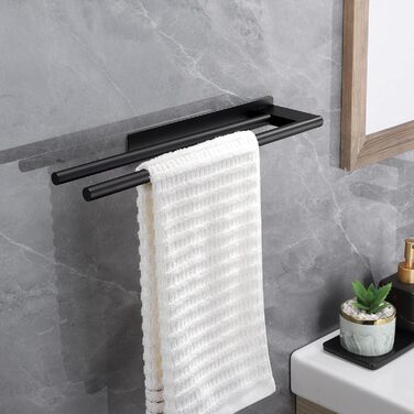 Рушникотримач Doppelt на стіну без свердління, 304 нержавіюча сталь, сріблястий, 39 см (чорний Doppelt)