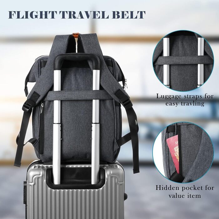 Жіночий рюкзак для школи та подорожей з відділенням для ноутбука 15.6 дюймів та USB-портом для зарядки, сірий (S41-darkgray)