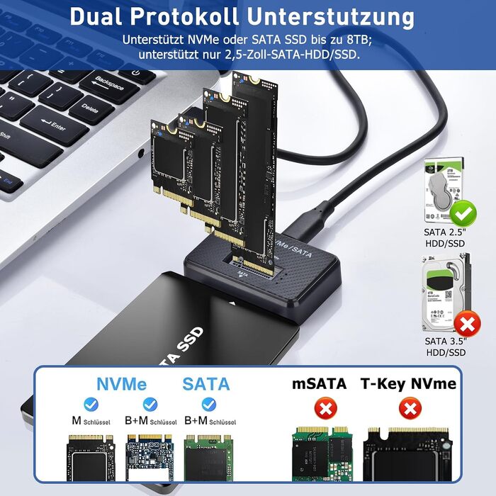Док-станція M.2 NVMe та SATA для SSD/HDD 2.5