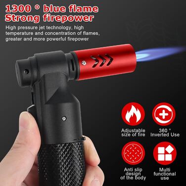 Газова пальник на бутані, міні-паяльник для кулінарії, кемпінгу та зварювання, червоний