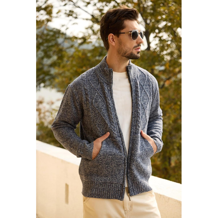 Чоловіча флісова куртка Les Umes з коміром-стійкою, осінь-зима, Regular Fit (М, Multiblau)