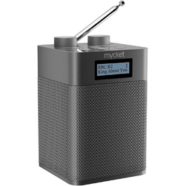 Портативне DAB/DAB+ радіо з цифровим UKW радіоприймачем, FM радіо з Bluetooth 5.0, USB, 80 попередніх станцій, LED дисплеєм сірого кольору