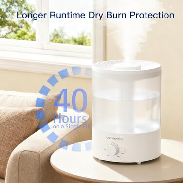 Зволожувач повітря MegaWise 3,5 л з холодним туманом – ультратихий ультразвуковий зволожувач для дитячої кімнати, спальні та офісу