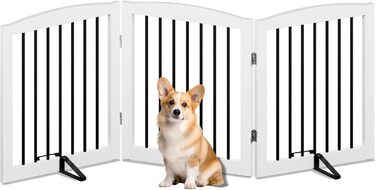 Захисний бар'єр для собак, сітка-перегородка для дому без свердління, металева та дерев'яна, складна, біла, 4 панелі