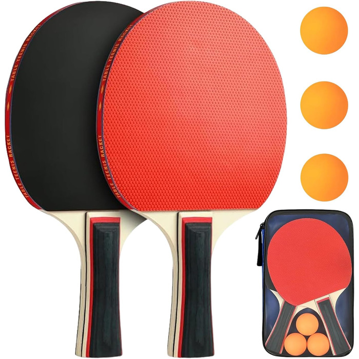Набір для настільного тенісу Binnan: 2 ракетки та 3 м'ячі з сумкою. Підходить для початківців, сім'ї та професіоналів