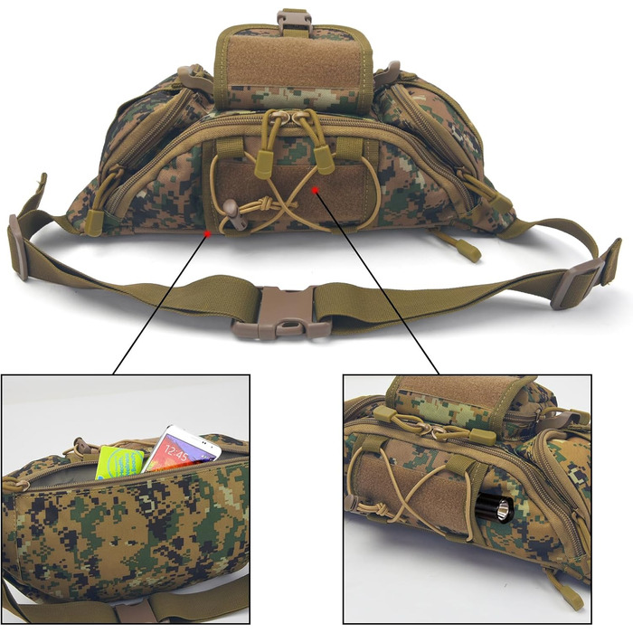 Тактична чоловіча поясна сумка Molle, водонепроникна, унісекс, для туризму, подорожей, бігу, кемпінгу (камуфляж 
