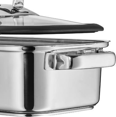 Пароварка WMF Vitalis Aroma 28 см з нержавіючої сталі, каструля для тушкування 5.0л, з термометром та кришкою з силіконовим обідком, сумісна з духовкою